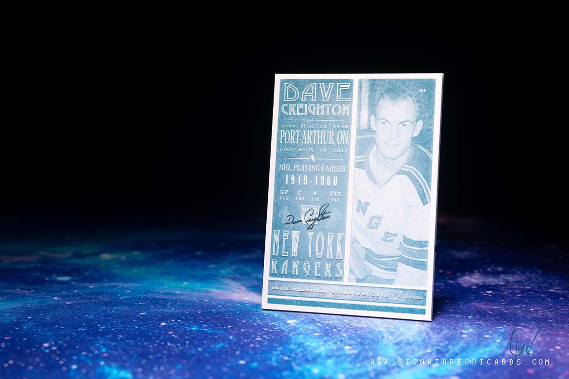 Dave Creighton New York Rangers Signature Cut Card Back