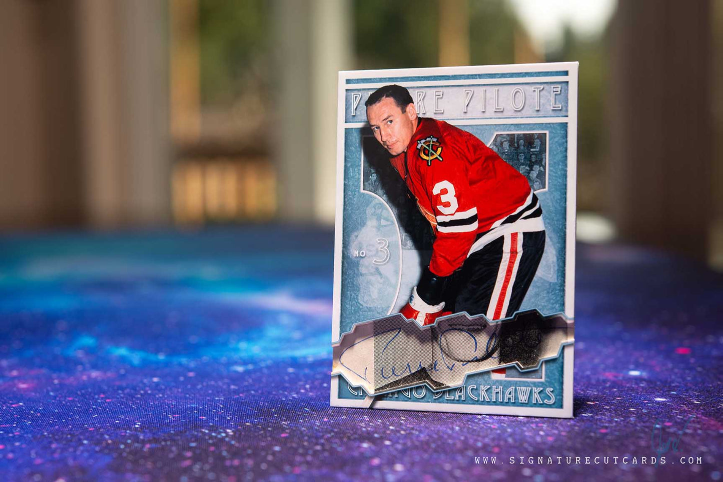 Pierre Pilote Chicago Blackhawks Vintage Signature Cut Card