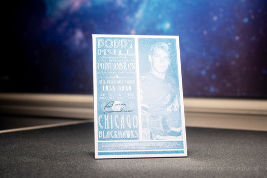 Bobby Hull Chicago Blackhawks Signature Cut Card Back