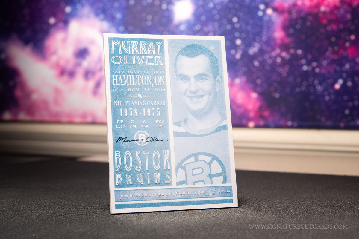 Murray Oliver Boston Bruins Signature Cut Card Back