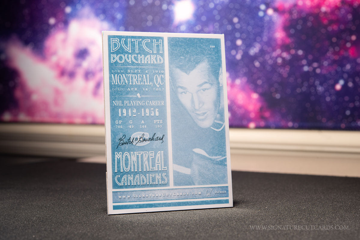 Emile "Butch" Bouchard Montreal Canadiens Signature Cut Card Back