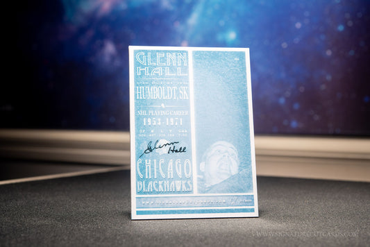 Glenn Hall Chicago Blackhawks Signature Cut Card Back