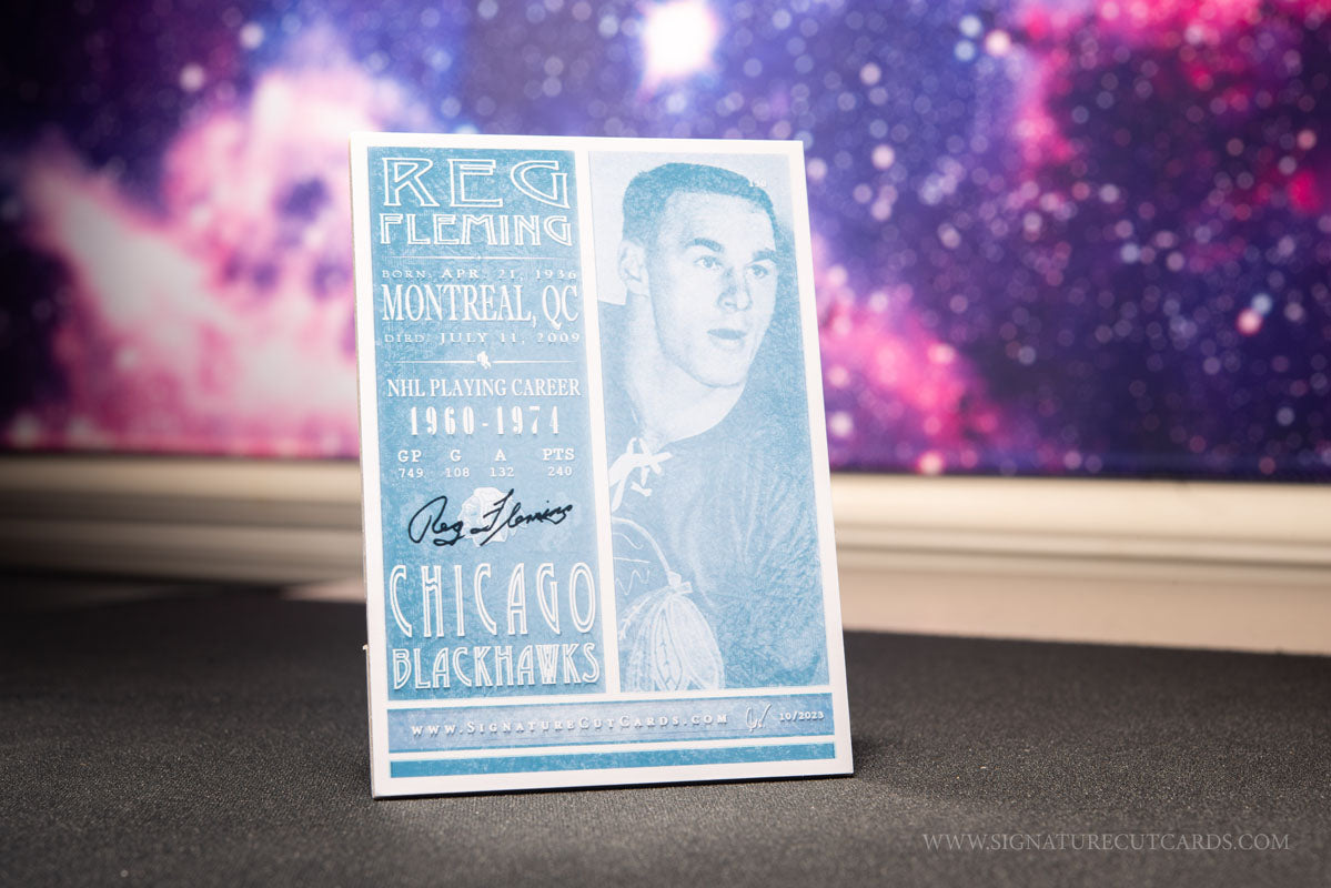 Reg Fleming Chicago Blackhawks Signature Cut Card Back