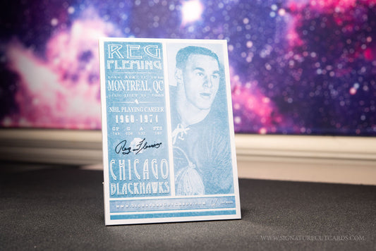 Reg Fleming Chicago Blackhawks Signature Cut Card Back
