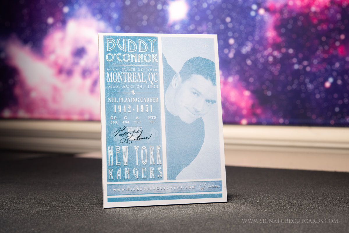Buddy O'Connor New York Rangers Signature Cut Card Back