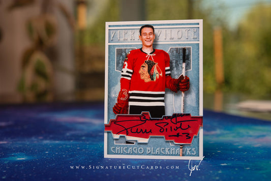 Pierre Pilote Chicago Blackhawks Vintage Signature Cut Card
