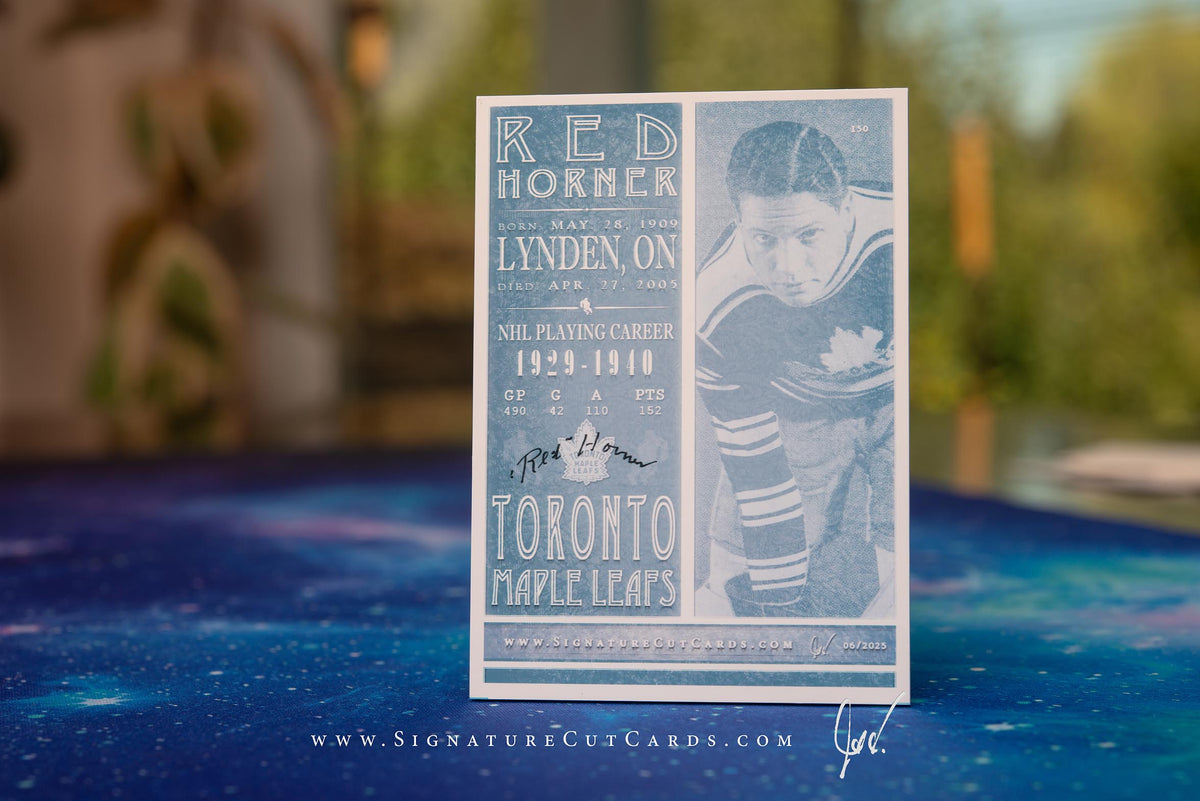 Red Horner Toronto Maple Leafs Signature Cut Card Back