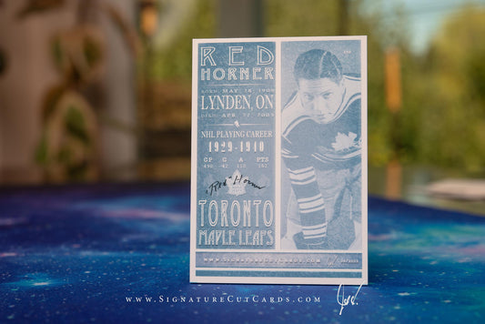 Red Horner Toronto Maple Leafs Signature Cut Card Back