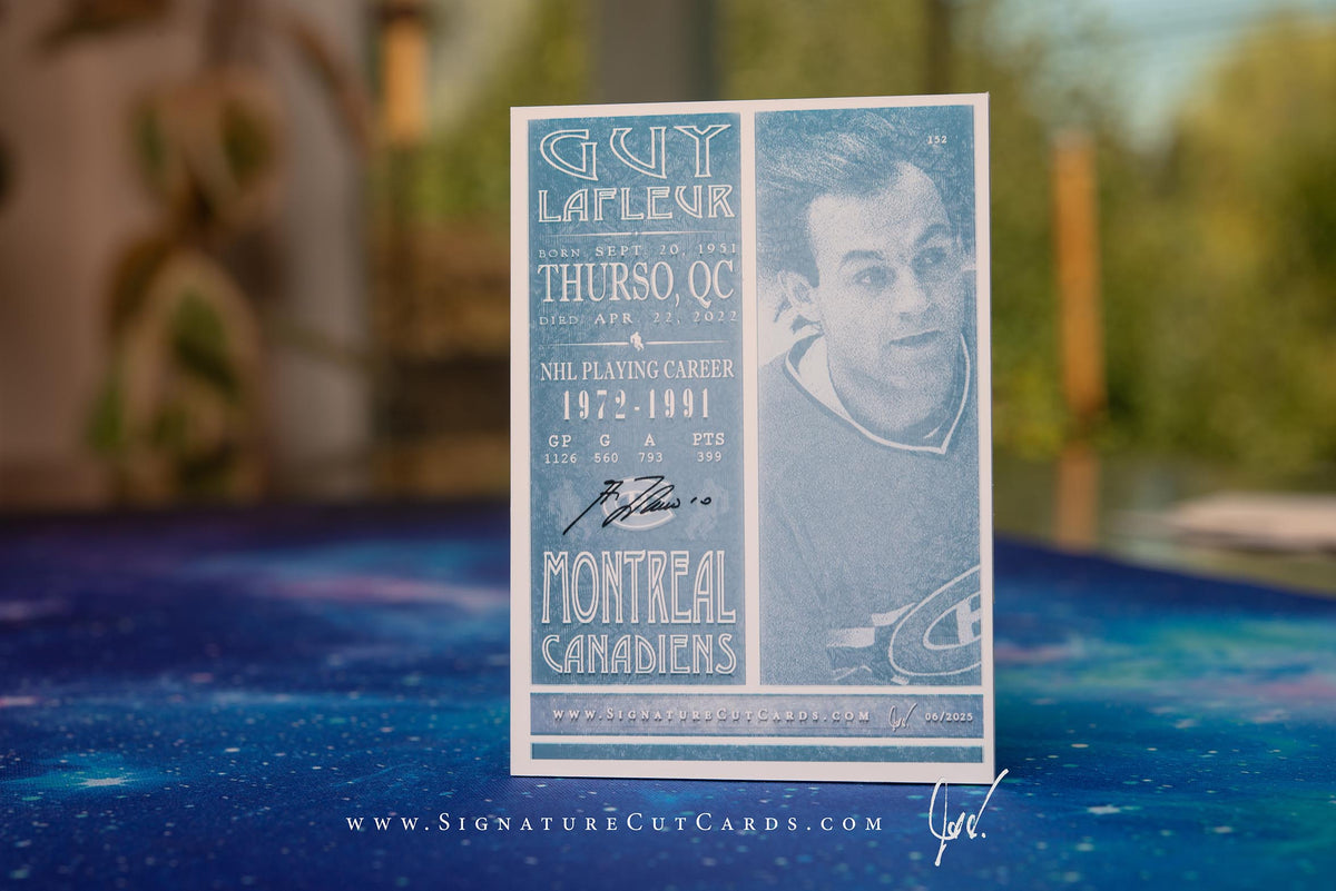 Guy Lafleur Montreal Canadiens Signature Cut Card Back