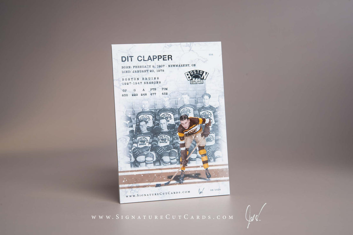 Dit Clapper Boston Bruins Signature Cut Card Back