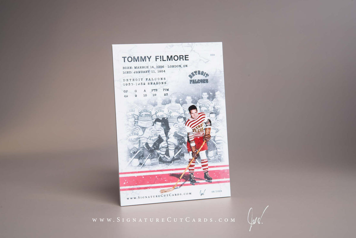 Tommy Filmore Detroit Falcons Signature Cut Card Back