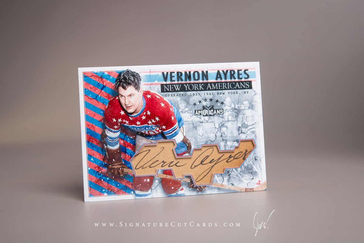 Vernon Ayres New York Americans Signature Cut Card Autograph