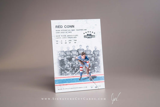 Red Conn New York Americans Signature Cut Card Back