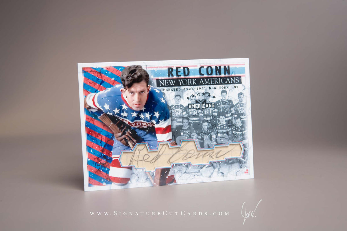 Red Conn New York Americans Signature Cut Card Autograph