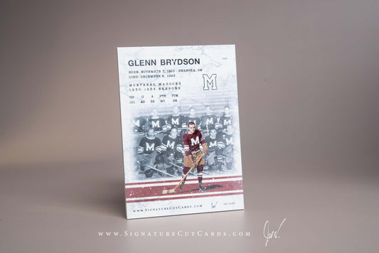 Glenn Brydson Montreal Maroons Signature Cut Card Back