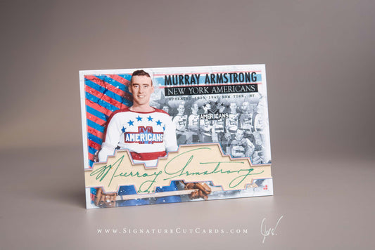 Murray Armstrong New York Americans Signature Cut Card Autograph